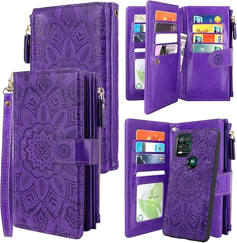 Miniatura 7 de Harryshell - Funda de piel magnética desmontable con cremallera, bolsillo para monedas y efectivo, 12 ranuras para tarjetas, correa de muñeca, para