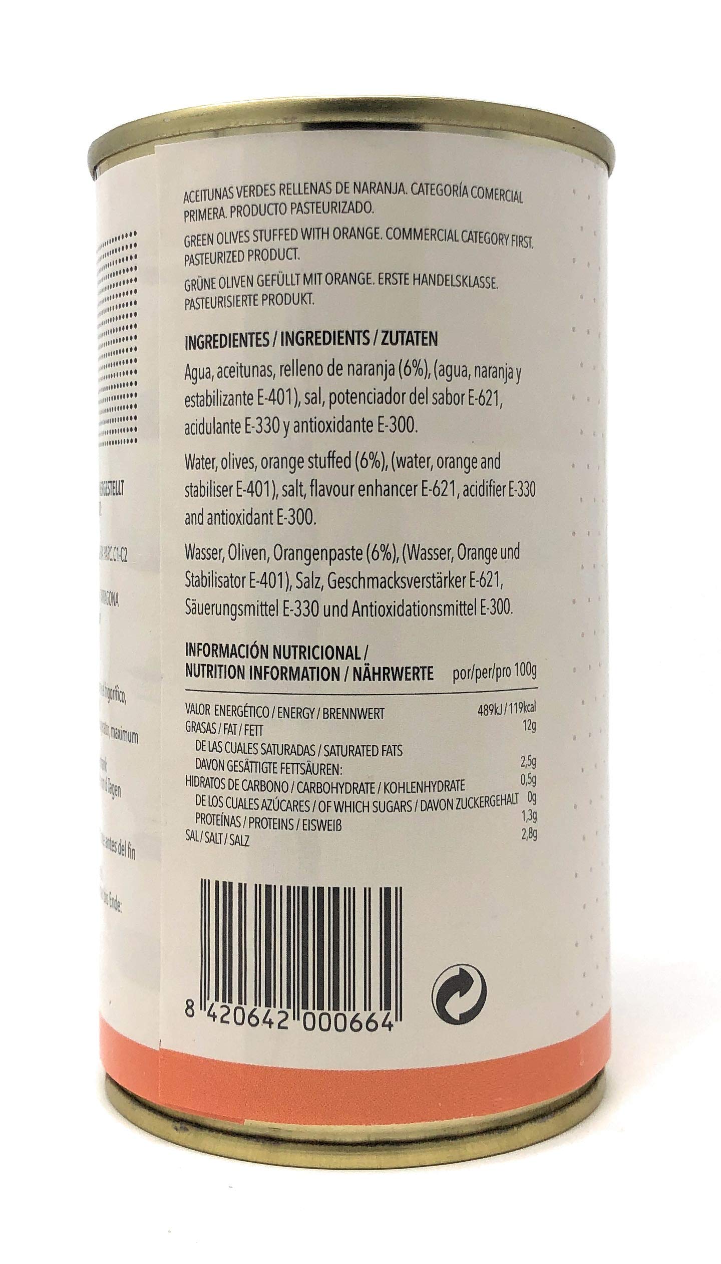 La Masrojana Aceitunas Manzanilla rellenas de naranja 150g