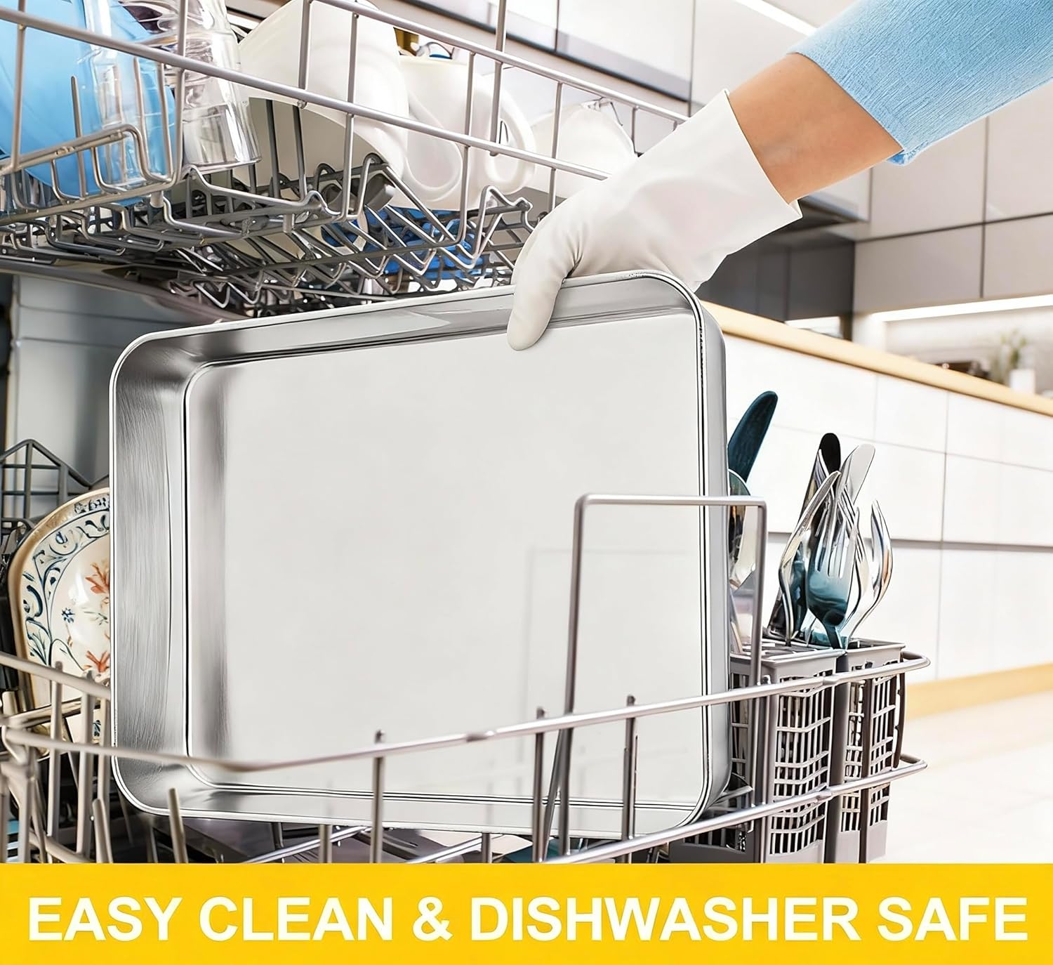 4 Inch Deep Baking Pan with Lid, 2 Pack Stainless Steel Lasagna Pan, 7.4QT+9.2QT Large Roasting Pans with Lid, Rectangle Baking Sheet for Oven