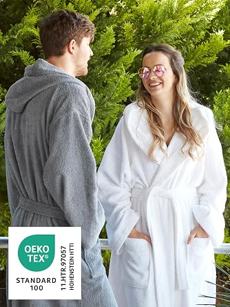 Men's Long Turkish Cotton Hooded Bathrobe Dark Green - XXL