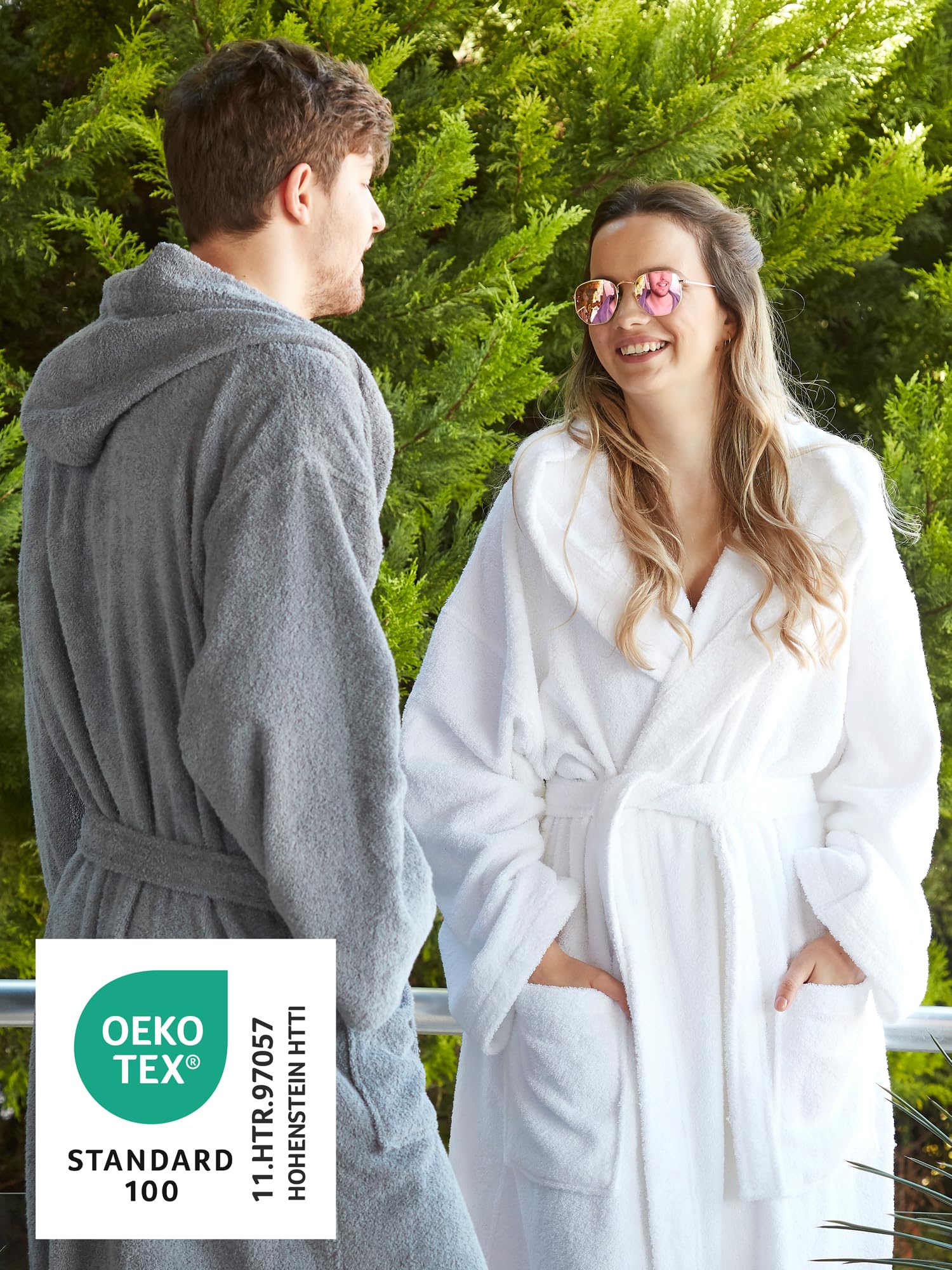 Damski szlafrok z Kapturem | długość do łydek albo kostek | frotte z 100% bawełny | Z certyfikatem OEKO-TEX®