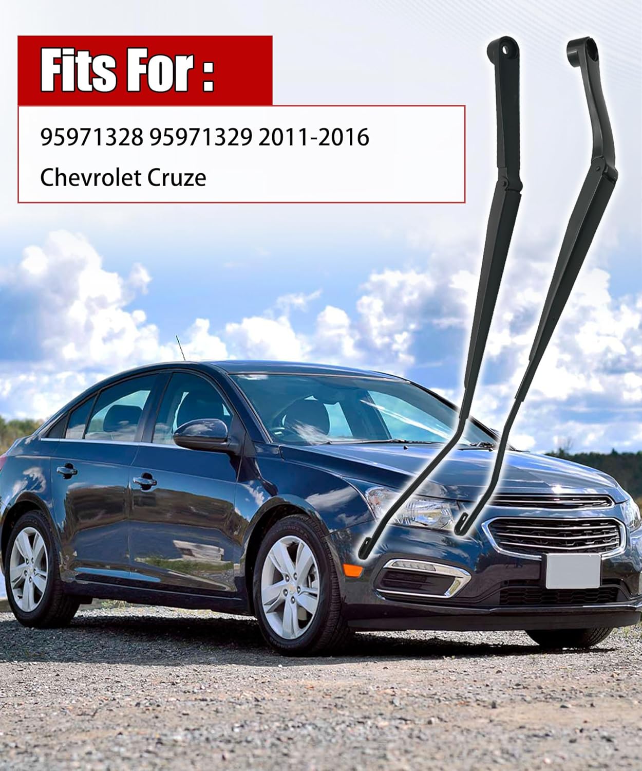 1 Pair Front Windshield Wiper Arm Replacement Kit Compatible With 2011-2016 Chevrolet Cruze, Replace 95971328 95971329