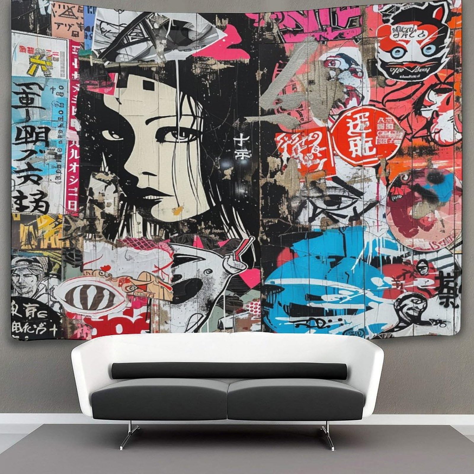 Vfklzcnyr Style-1 3D Japanese Graffiti Printed Wall Blanket Home Decoration Bedding Poster Wall Art Tapestry Wall Hanging Tapestry Soft Polyester For Bedroom Living Room Dorm Home Decorations 100Cmx150cm