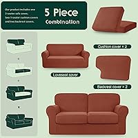 Vista 233 de CHUN YI - Funda elástica para sofá (7 piezas), funda para sofá de 3 plazas con tres respaldos y cojines separados con banda elástica, tela jacquard