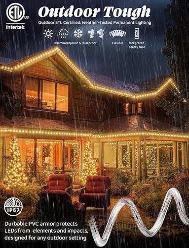 Miniatura 3 de WYZworks 1656 LED, 150 pies, luz exterior blanca cálida de 12 pulgada con controlador de 8 modos, impermeable, certificado ETL para exteriores,