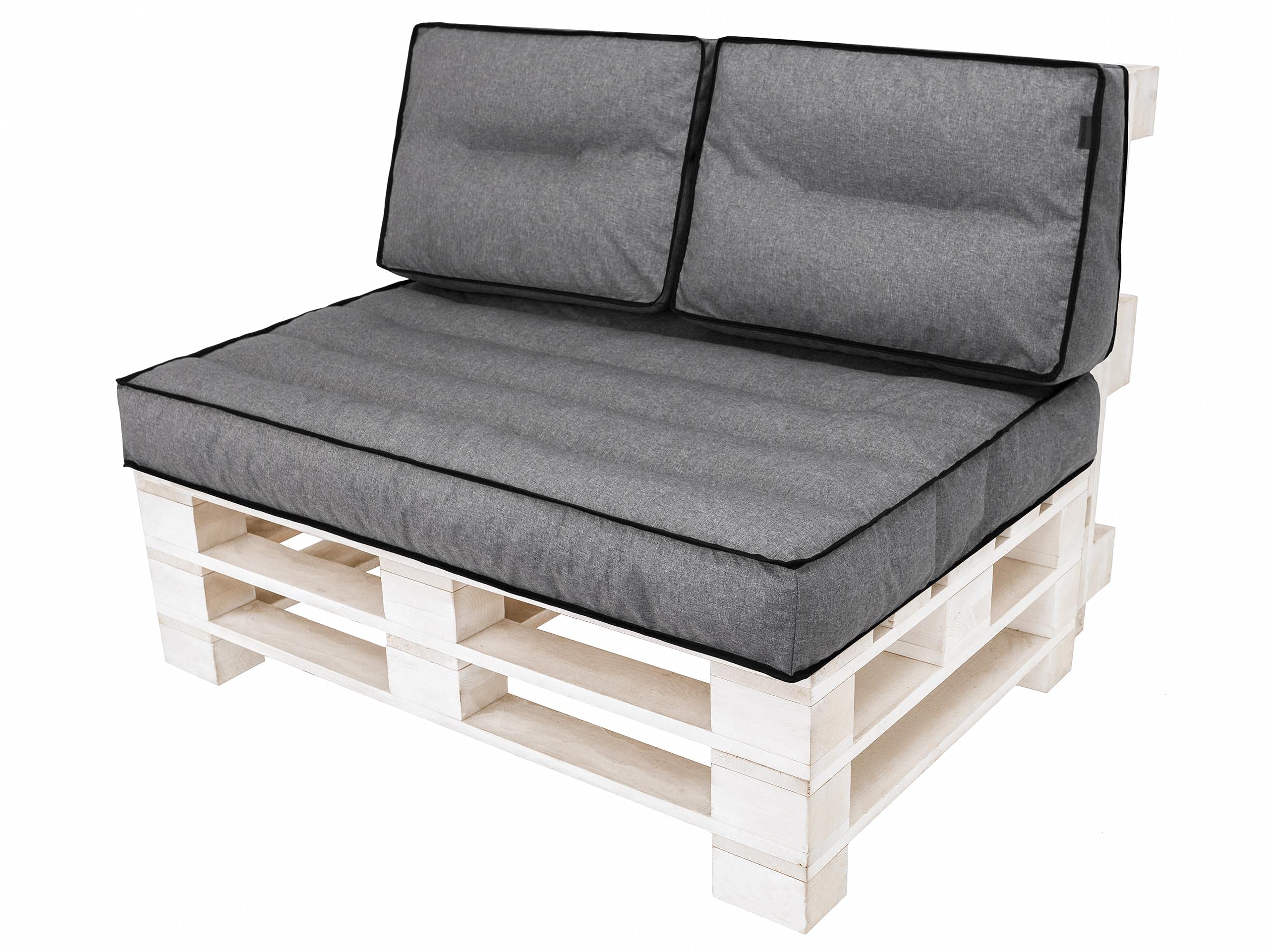 Set di cuscini per pallet, 1 + 2, da giardino, per attività all'aperto, per il tempo libero, cuscino decorativo, da combinare, imbottitura, 60 x 40 cm + 120 x 82 cm, grafite