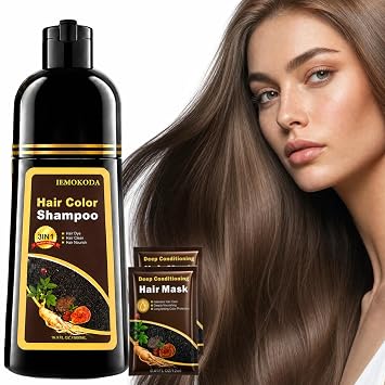 Light Brown Hair Dye Shampoo for Women & Men, Herbal Hair Color Shampoo | Instant 3-in-1 Semi Permanent Hair Color for Color Treated Hair, Easy At-Home Use, Long Lasting Color Depositing Shampoo