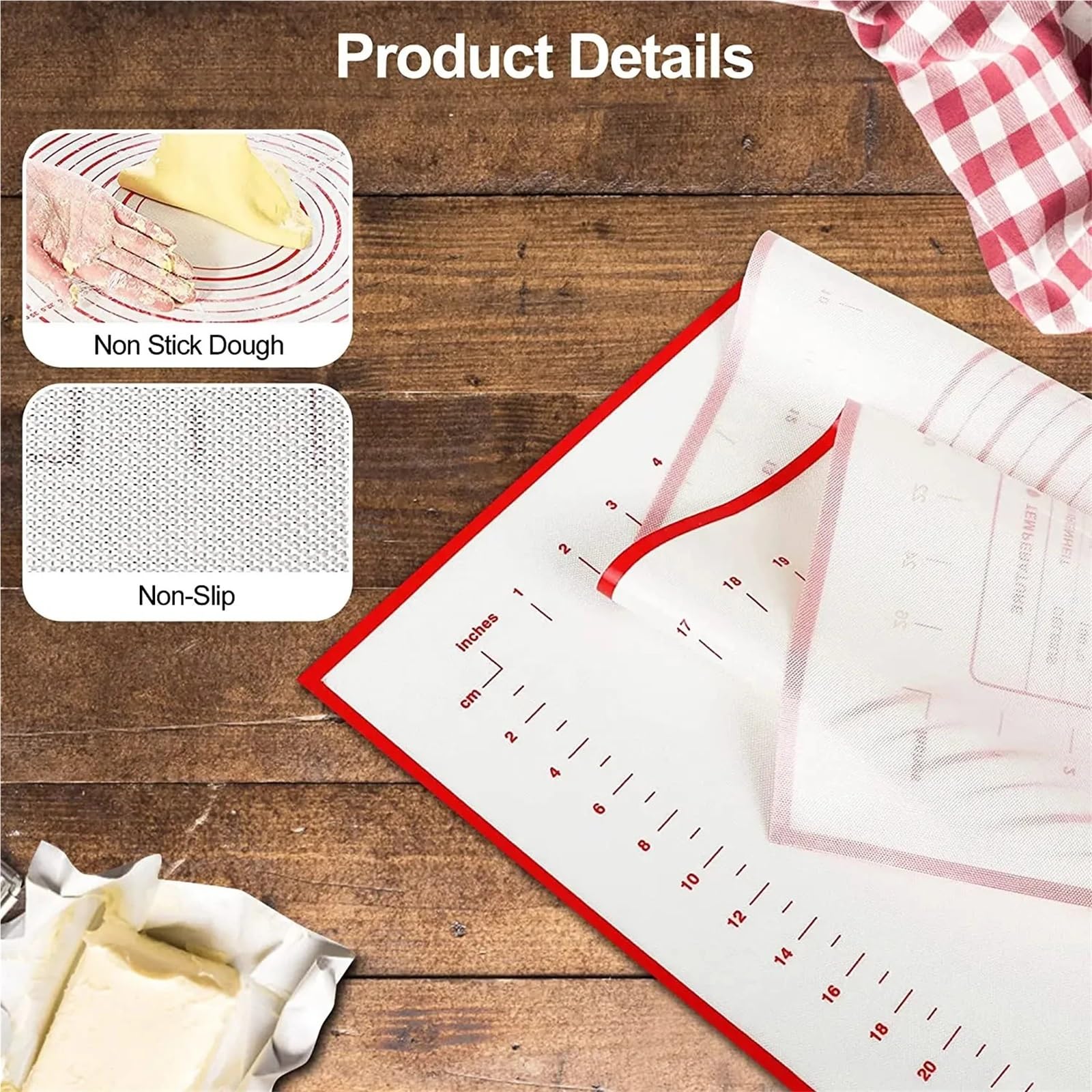 Tappetino da forno in silicone, tappetino for impastare, antiaderente for crêpe, impasto for pizza, for pasticceria Per Prodotti Da Forno E Dolci