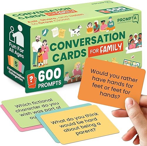 600 tarjetas de conversación para familias – Divertido juego familiar para niños y adultos durante la noche de juego, cena familiar o viajes por