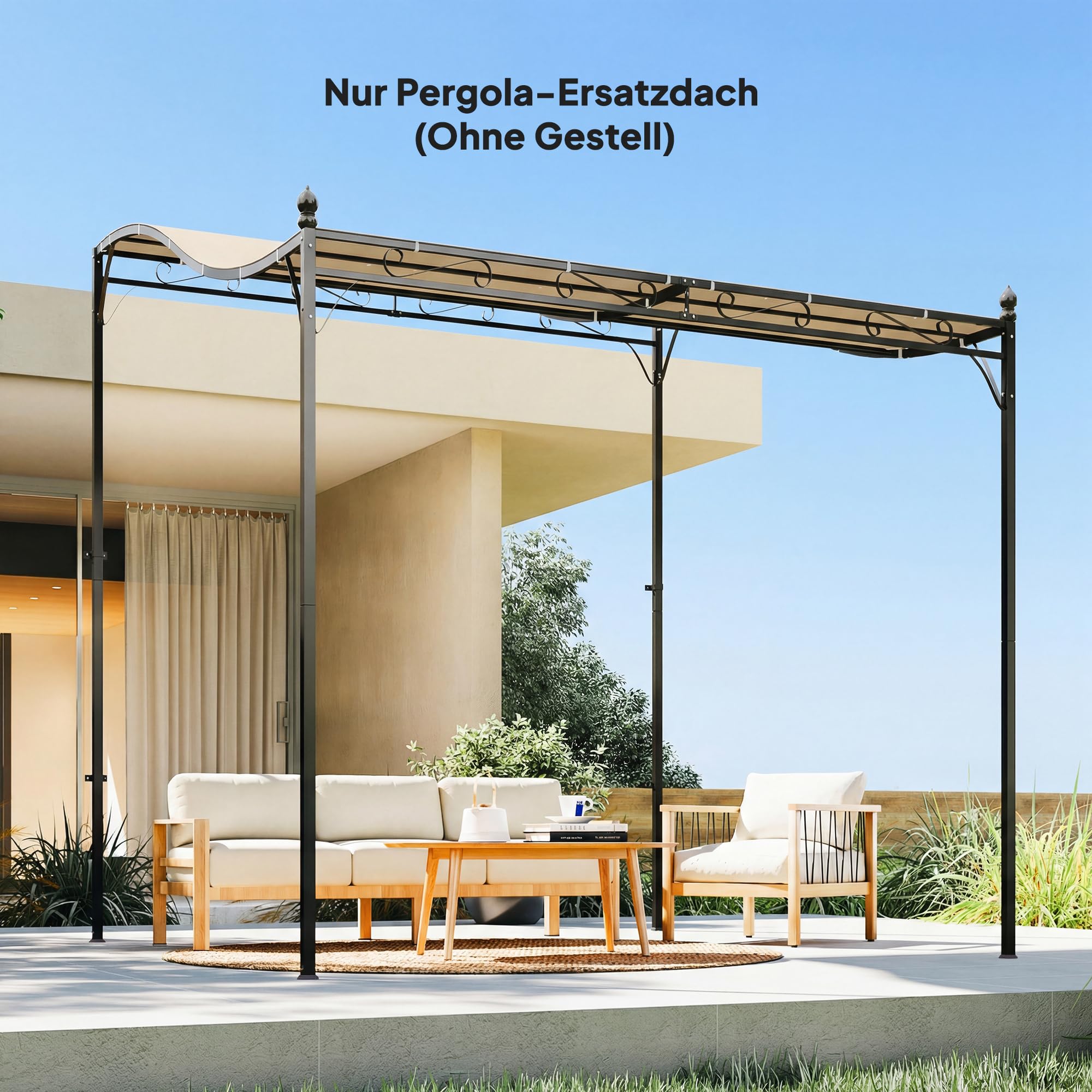 Outsunny Ersatzdach für Pergola 298 x 293 cm Sonnensegel für Terrassenüberdachung, Ersatz-Dachplane für 3 x 3 m Pavillon