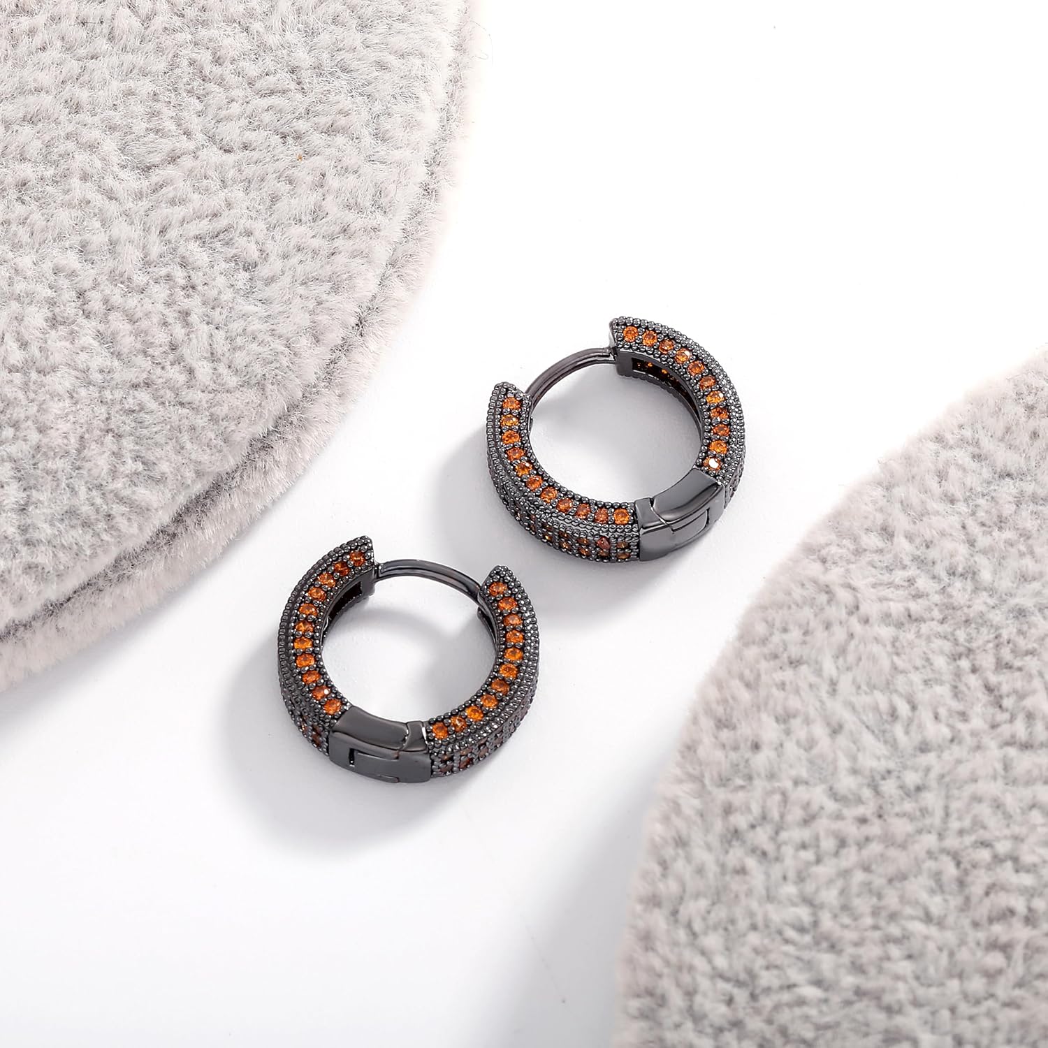 OYOGAAA Black Hoop Earrings For Men - Colorful Cubic Zirconia Red Green Daimond Cartilage Earrings Fashion Trendy Women Mens Hoop Huggie Aretes Negros Para Hombre - Image 5