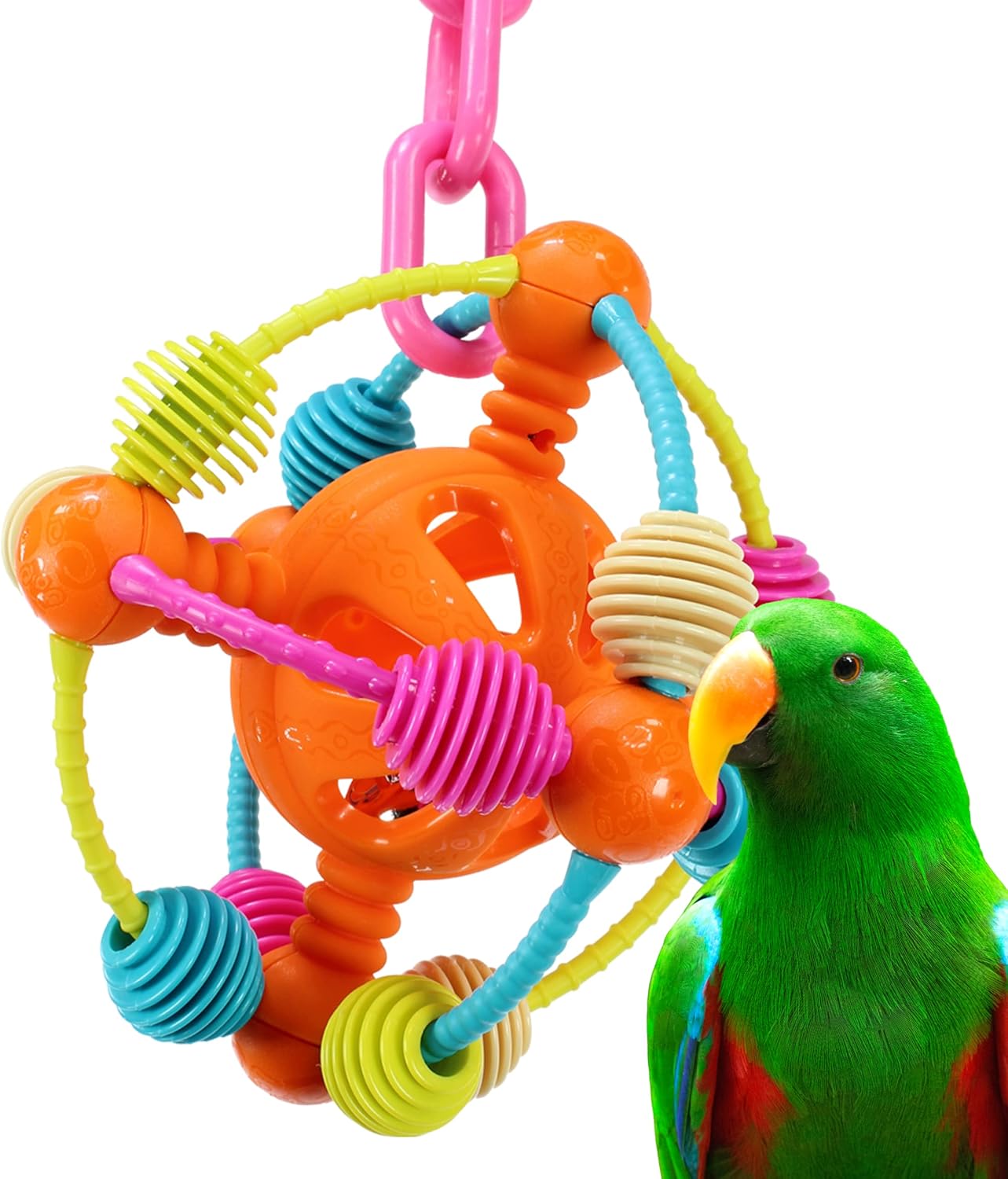 Bonka Bird Toys 2200 Huge Orbit 16" High by 7.50" Wide Large Parrot Puzzle Cage Toy, Macaw, Amazon, Eclectus, and Similar Sized Birds