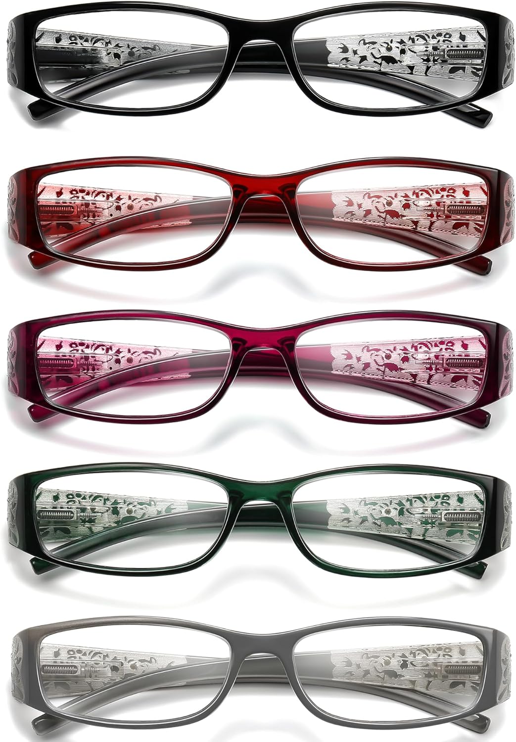 Reading Glasses Women Rhinestone Computer Reader Stylish Spring Hinge With Laser Pattern Diamond Eyewear 5 Pack PT2003 - Image 8