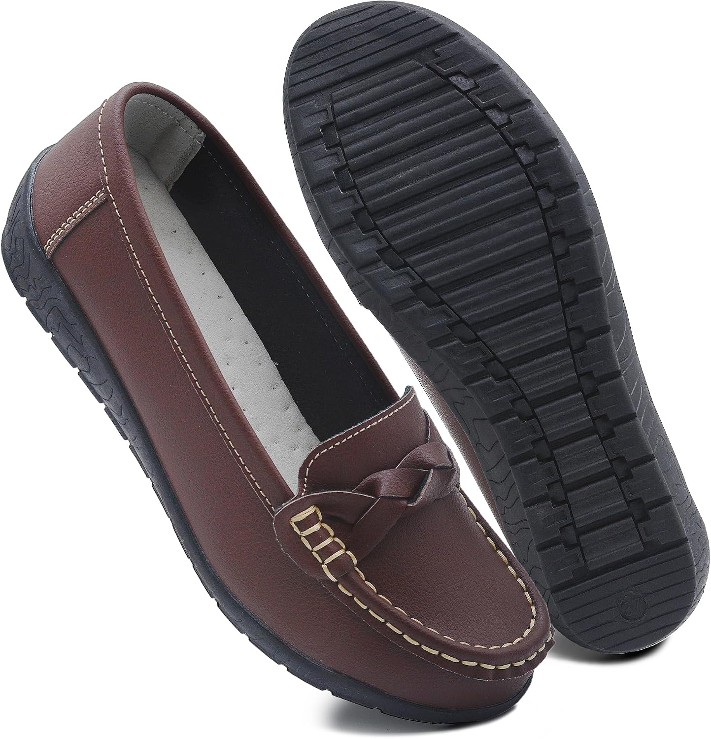 Women Loafers Flexible Breathable Slip-On Comfortable Sole Low Wedge Loafers for Women Ladies Shoes for Walking