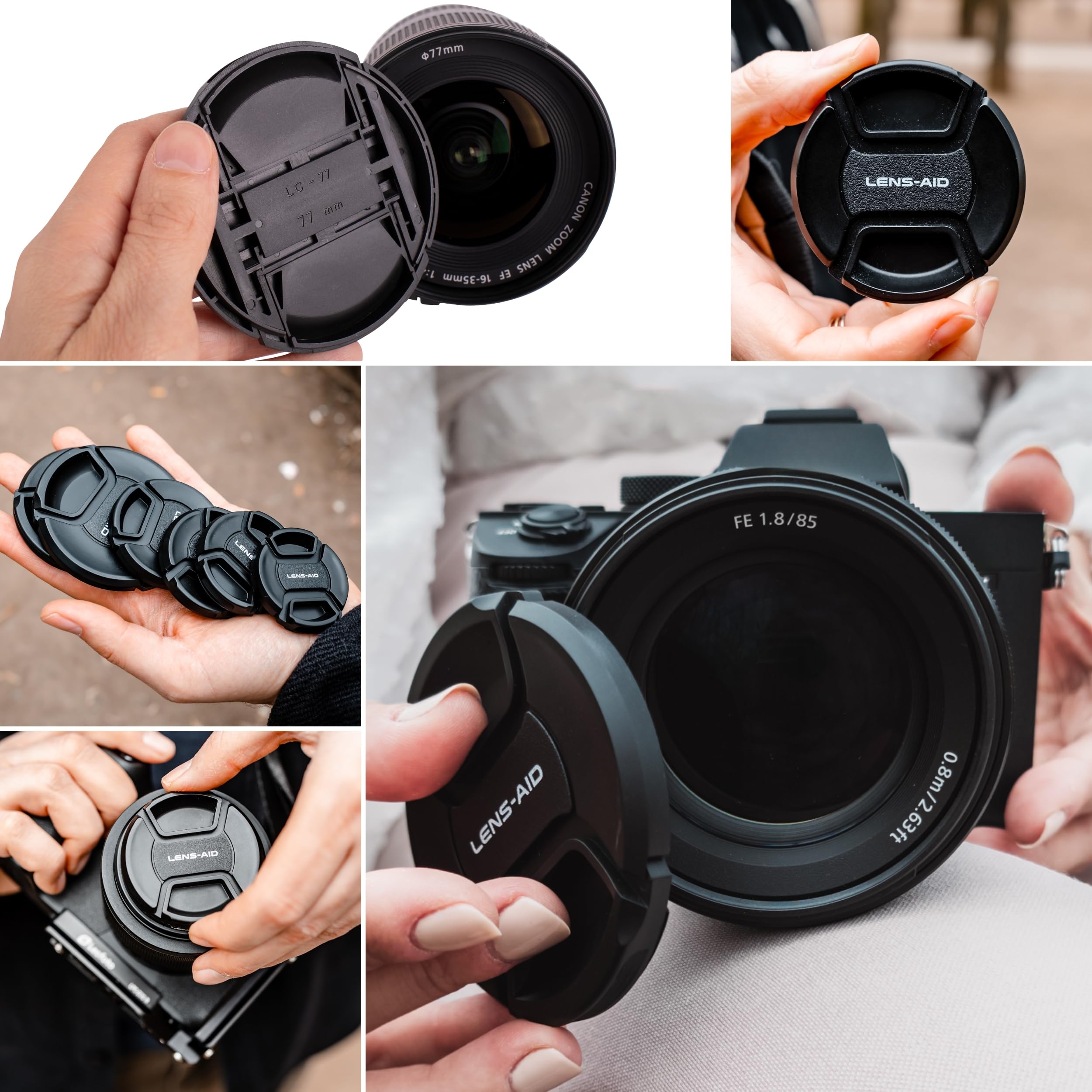 Lens-Aid Copriobiettivo Snap-On 58mm – Protezione Universale per Obiettivi DSLR & Mirrorless, Compatibile con Canon, Nikon, Sony, Fujifilm, Sigma – Disponibile in Diametri 37–105 mm