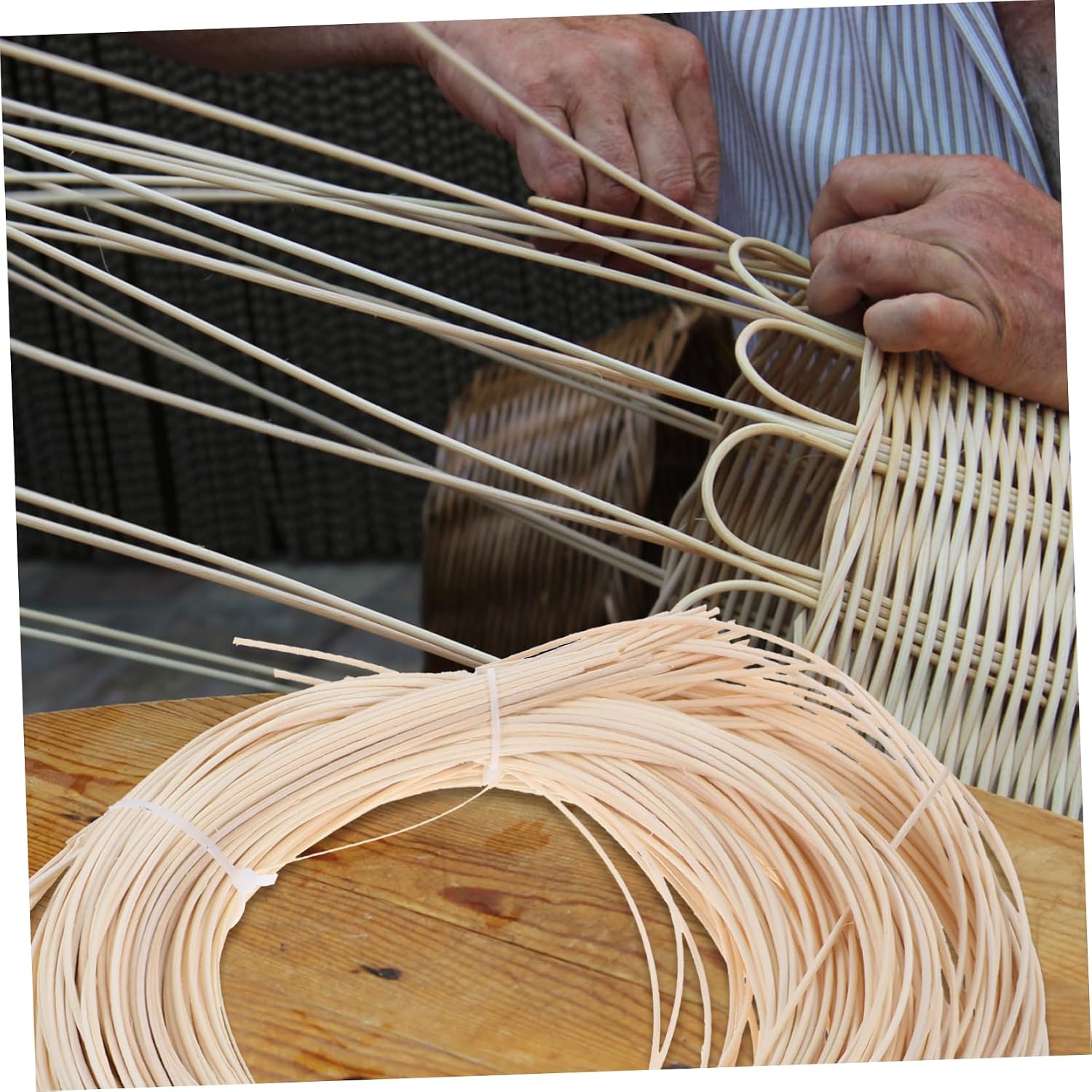 1 Roll Beige Wood Cane Rattan Chair Repair Material for Patio Furniture