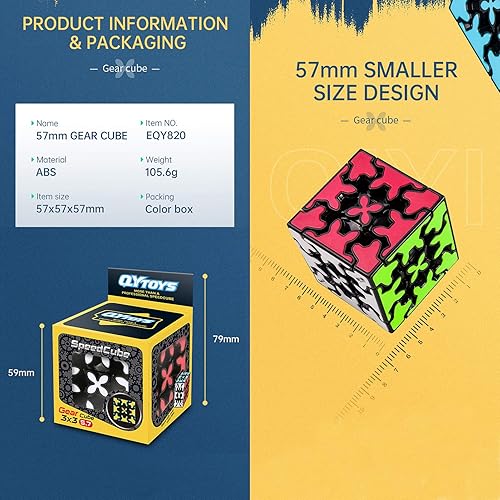 Miniatura 6 de Cubo de engranajes de 3 x 3 con estructura de engranaje tridimensional, diseño de azulejos incrustados, cubo mágico de 3 x 3 x 3 pulgadas, juguetes