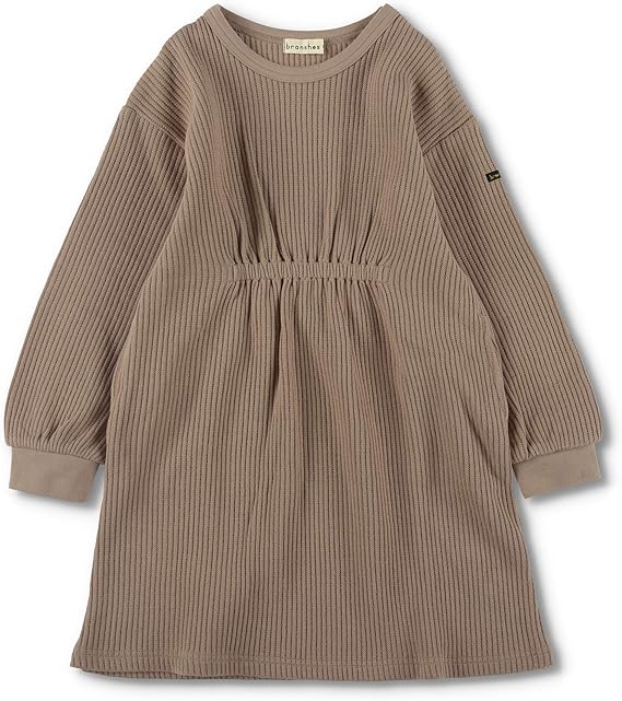 Amazon ブランシェス ワッフル ワンピース 女の子 キッズ 子供 女児 ガールズ 長袖 ワンピース 無地 150 ブラウン ワンピース チュニック 通販