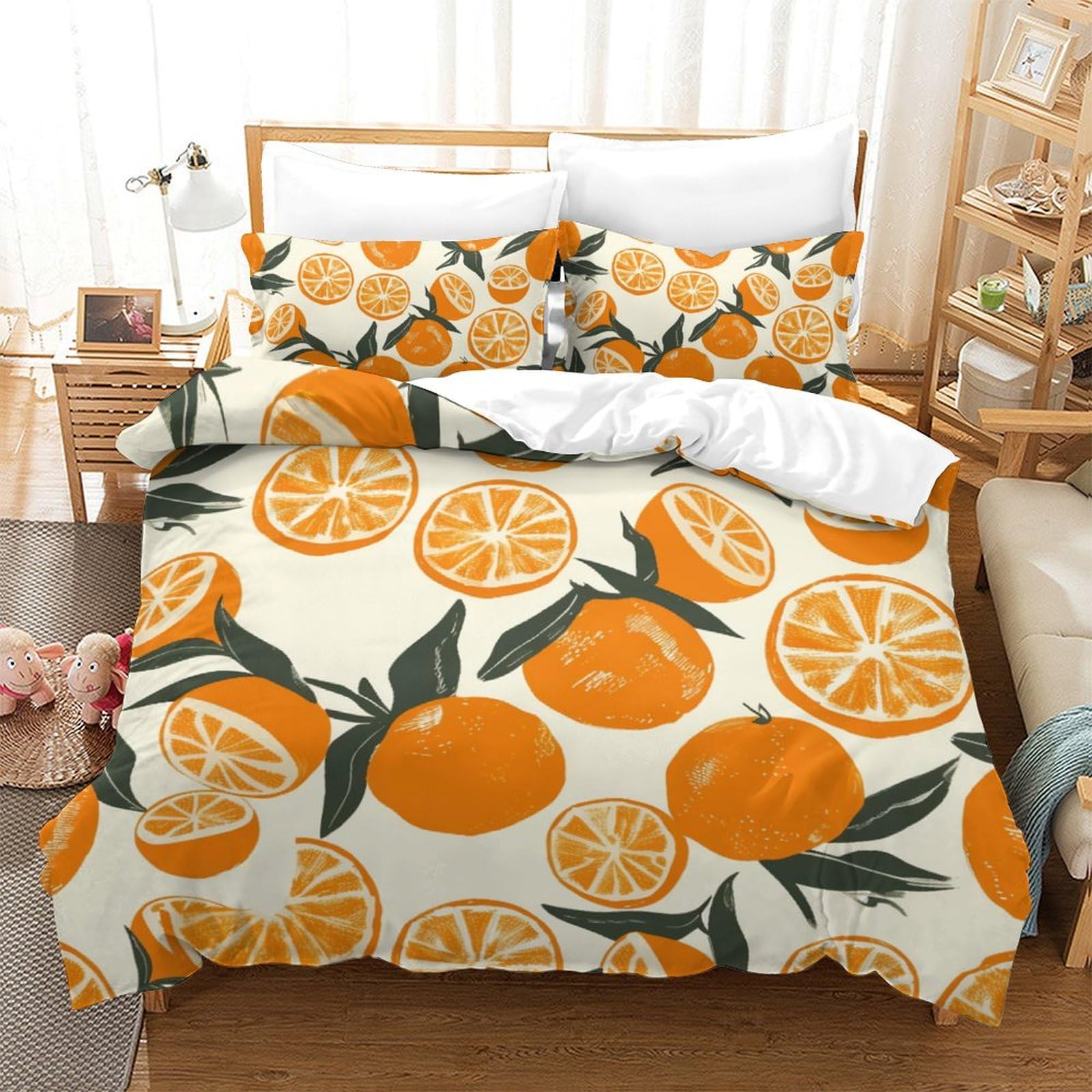 Housse de couette 200x200 fruitée pour chambre d'ado dynamique parure lit 3 pièces