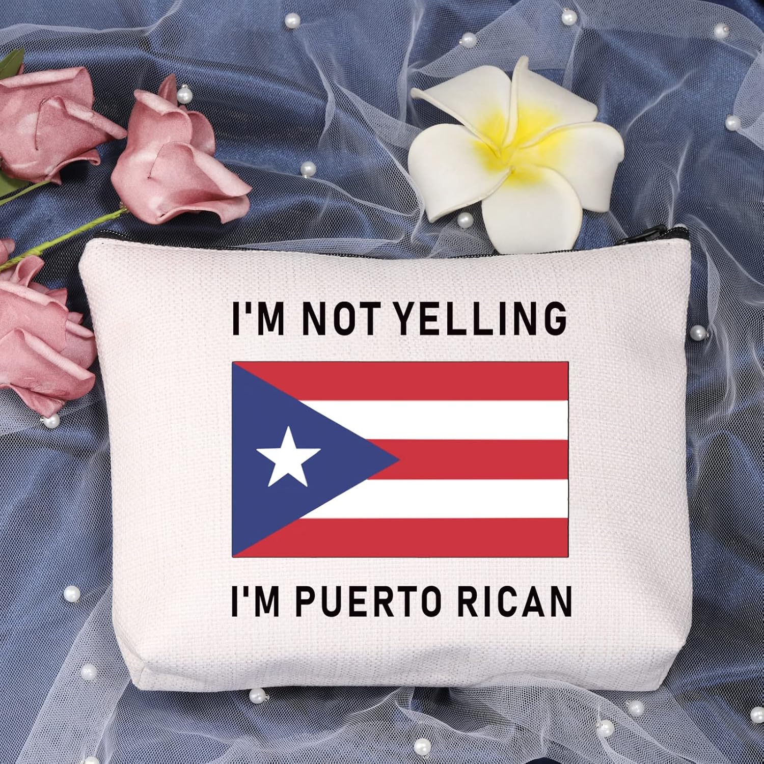LEVLO Funny Puerto Rico Cosmetic Bags Souvenirs I’m Not Yelling I’m