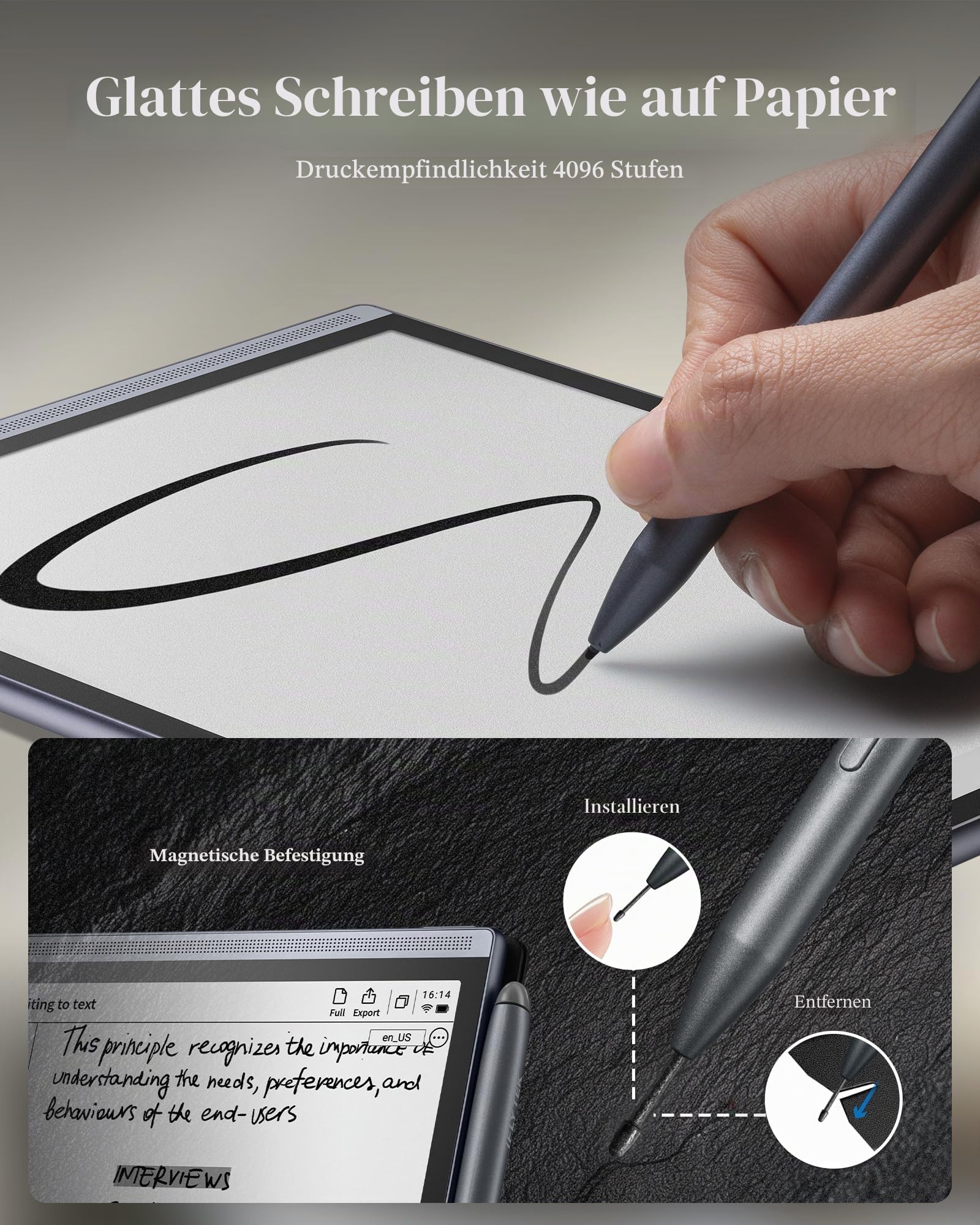 iFLYTEK AINOTE Air 2 20,8 cm (8,2 Zoll) AI-Smart-Papier-Notiztablett mit Stylus, mehrsprachige Transkription, Meeting-Management