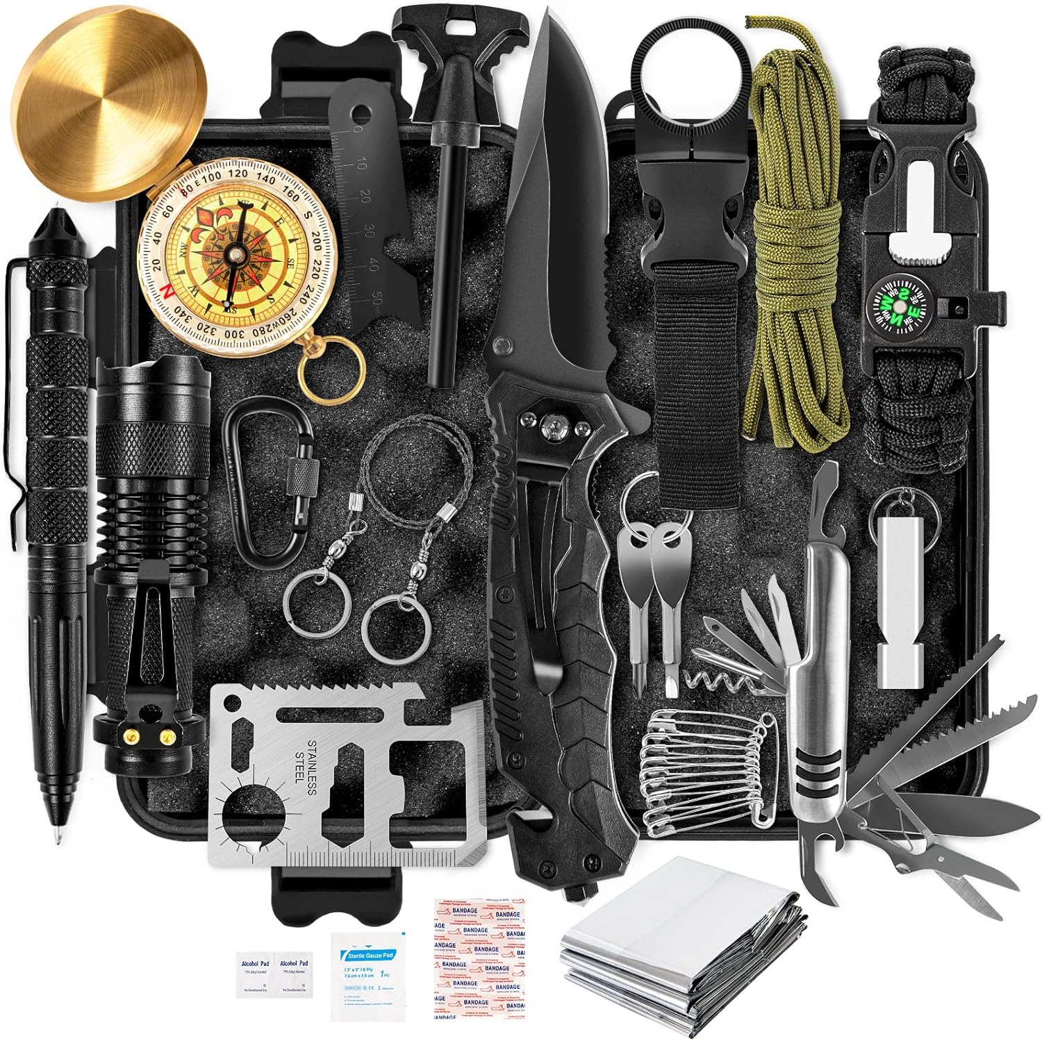 Bochaos Survival Kits First Aid Kit,20PCS Emergency Survival Gear and Equipment with Waterproof Case Flashlight Multi-Tools ,Gifts for Man Women Dad Husband,Camping Outdoor Adventure Hunting Hiking : Tools & Home Improvement