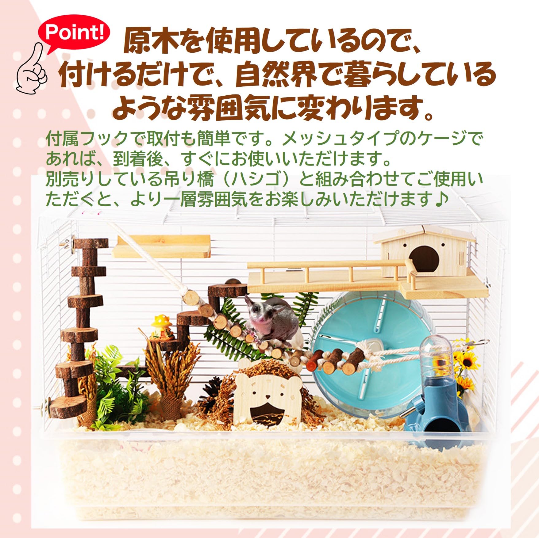 モモンガ　ゲージ　小動物　フクロウモモンガ フクロモモンガ アクリルケージ クリアフロント 590high