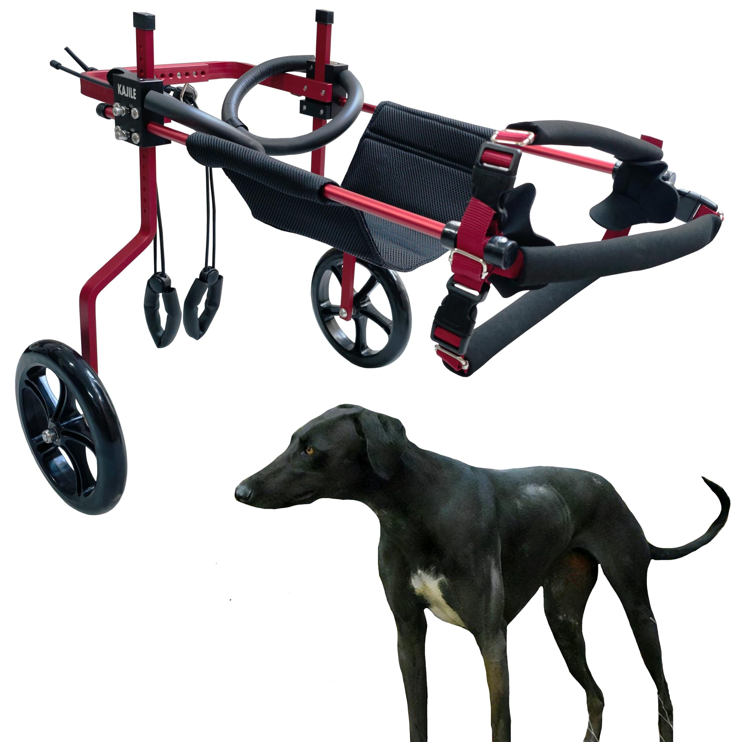 Silla Ruedas Perros, Rehabilitación Patas Traseras,Rojo,XL-2 | Fácil montaje, entrenamiento de rehabilitación para perros con discapacidad y patas traseras débiles,aleación de aluminio