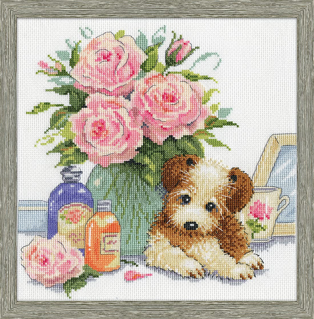 Design Works Kreuzstich-Set „Patchwork-Hunde“ – Fertig Ca. 20x25 Cm, Inkl. Stoff, Garn Und Anleitung