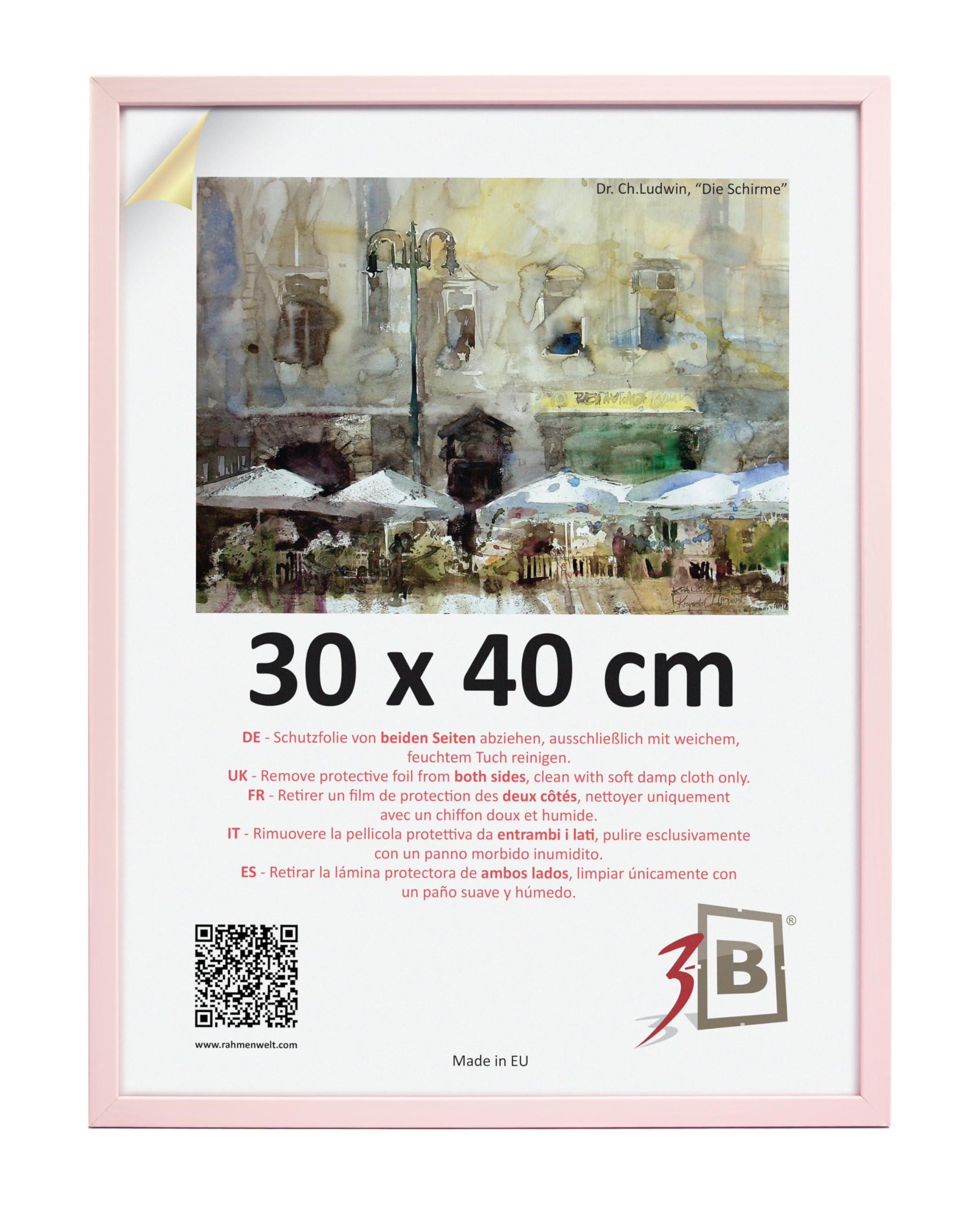 Cadre photo LUND 30x40 cadre bois rose clair pour affiche murale