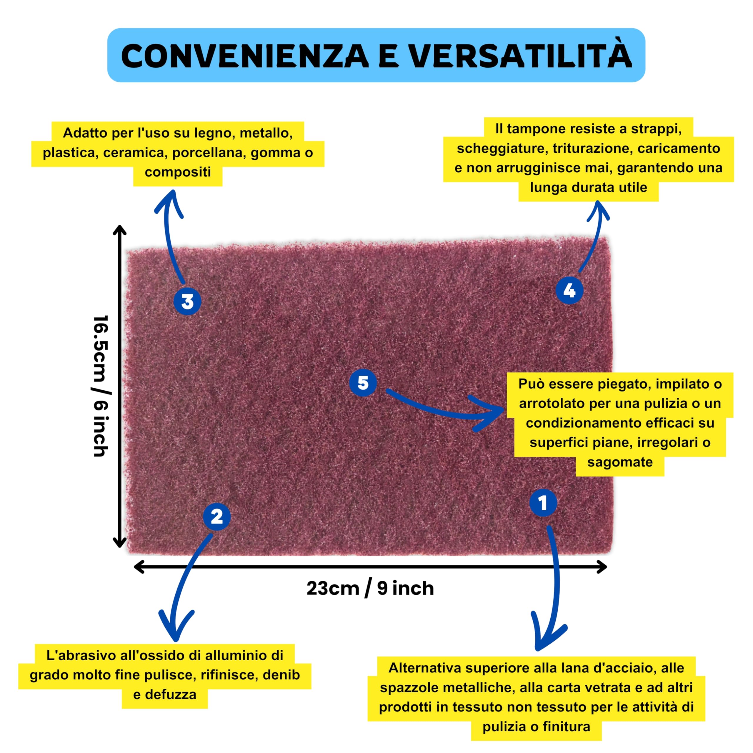 Prodotto da Brite Handpad fine multiuso in tessuto non tessuto abrasivo per scrubber schleid spugna resistente industria automobilistica abrasiva morbida spugna per pulizia