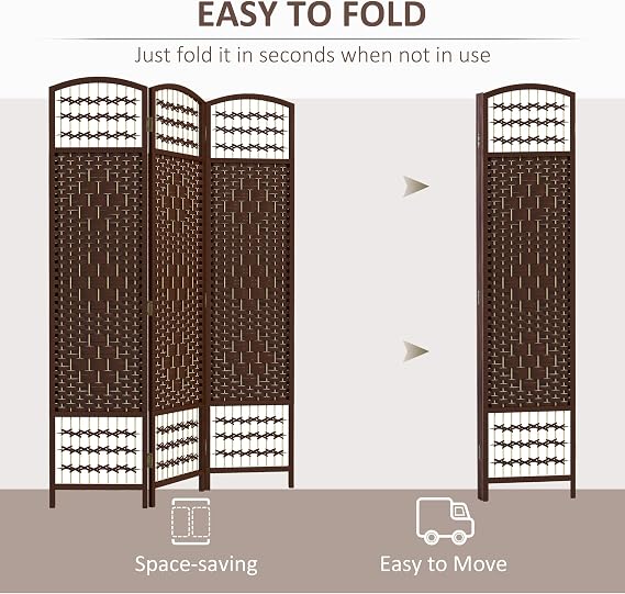 HOMCOM 3 Panel Room Divider, Folding Privacy Screen, 5.6', Brown