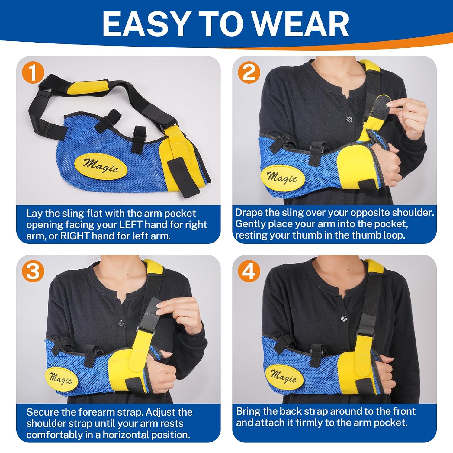 Arm Sling Shoulder Injury Brace for Kids, Adjustable Kids Arm Sling Shoulder Immobilizer with T-shaped Waist Strap, Lightweight & Breathable Arm Support Brace for Collarbone,Wrist,Elbow Injury (Blue,2XS)