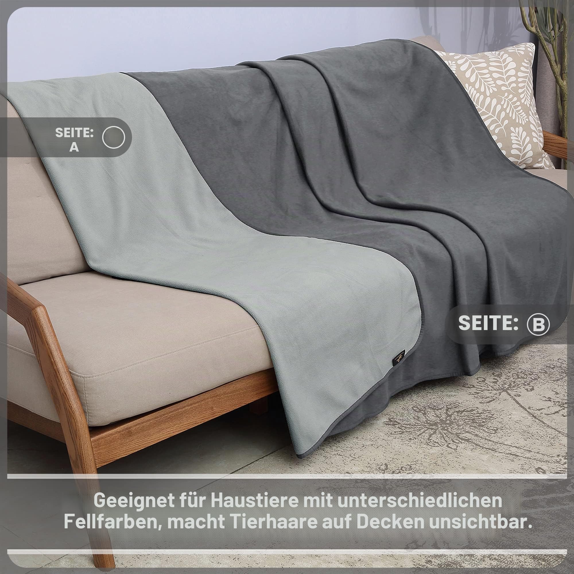 Kritter Planet Wasserdicht Decke, Waschbar Hundedecke Katzendecke Sofadecke Tagesdecke Sofaschutz Hund Kuscheldecke Wasserdicht für Sofa Bett Couch Auto, XXL Decke 260 x 244 cm, Hellgrau/Dunkelgrau