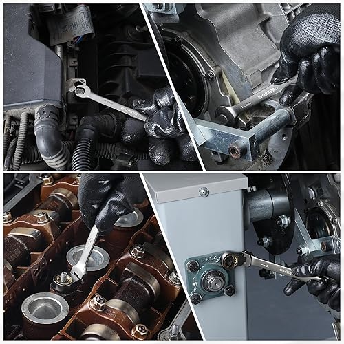 Miniatura 4 de WORKPRO Llave combinada de trinquete de cabeza flexible de 0.315 in, construcción Cr-V, niquelado, 72 dientes, diseño de 12 puntos, métrica