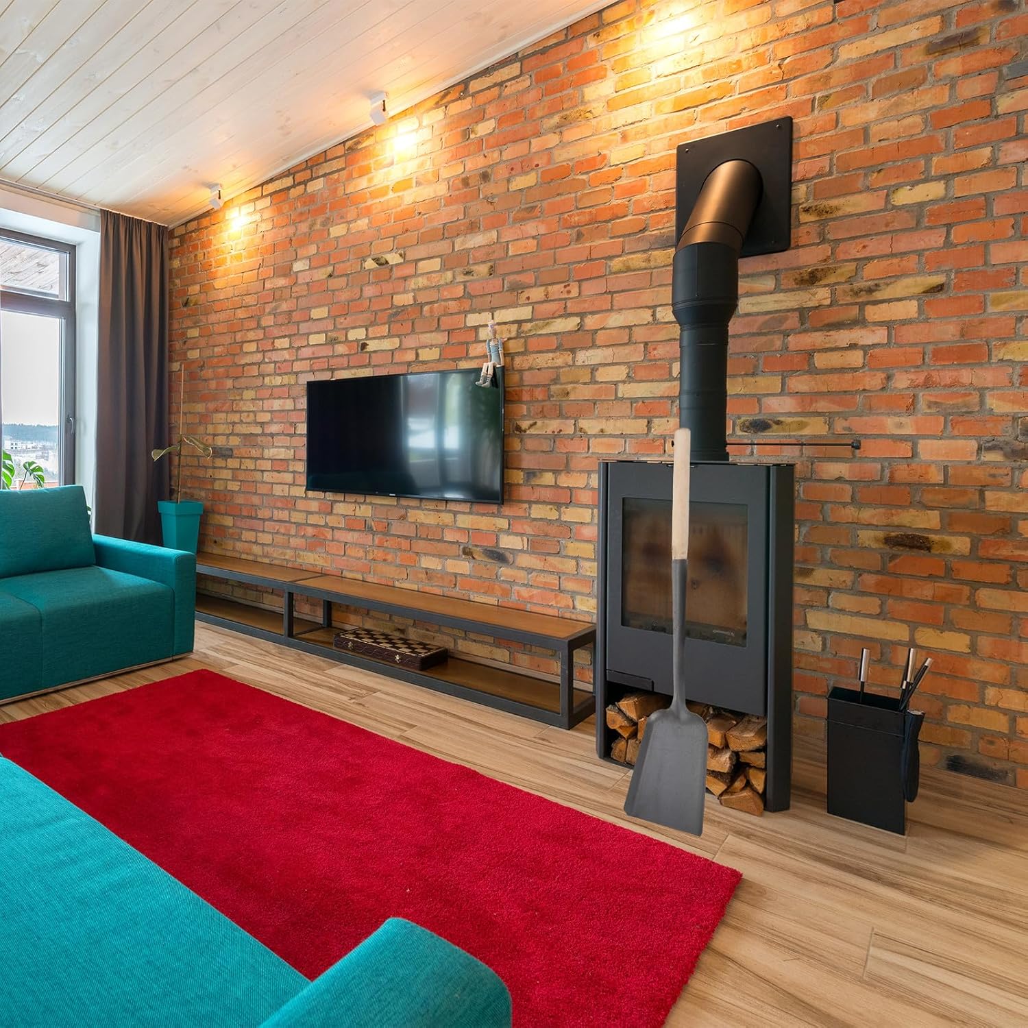 Multi-Function Long Handle Coal Shovel and Small Soil Spade Black Cast Iron Fireplace Ash Scoop for Stove and Garden Cleaning