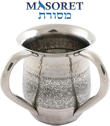 Miniatura 3 de Vaso de lavado de acero inoxidable irrompible 6.5 pulgadas de alto elegante cepillado de 2 asas recipiente de agua de limpieza ritual de boca ancha