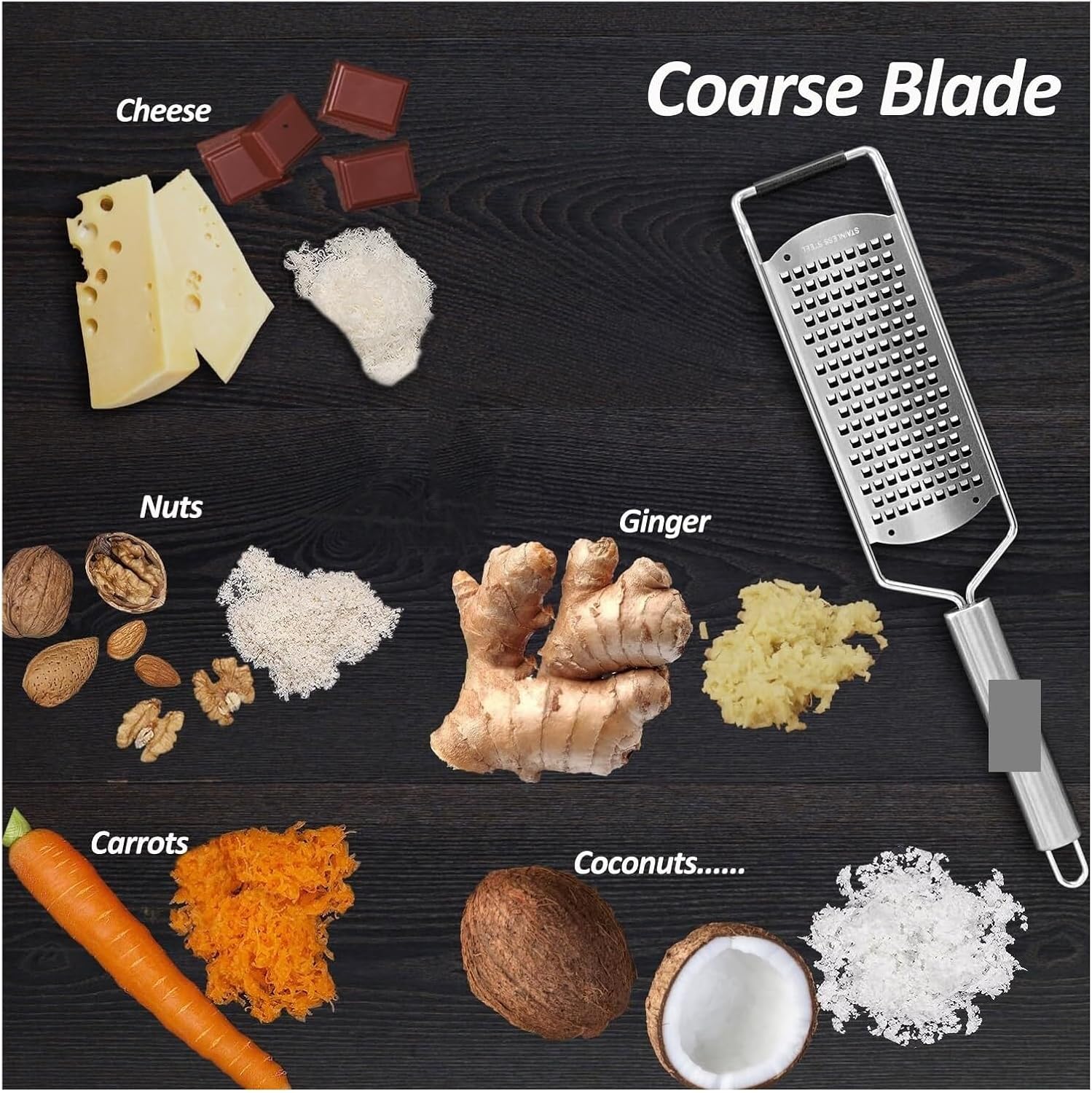 Fit for Professional Zester Grater Extra Coarse for Potato, Zucchini, Carrot, Cabbage and Cheese, Kitchen Grater with Sharp Stainless Steel Blade (Extra Coarse)(4PCS Set)