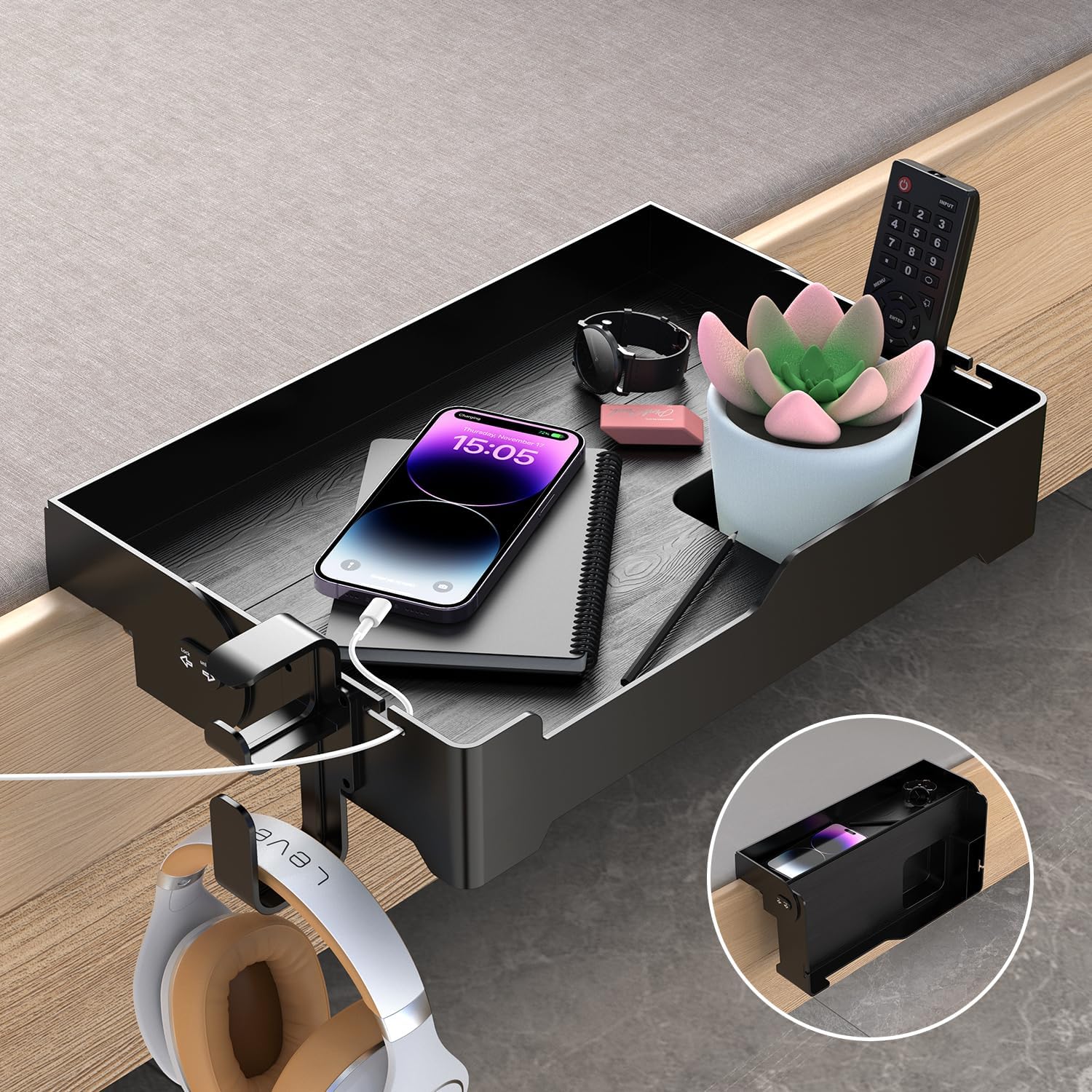 Yunerz Bedside Shelf for Bed, Bunk Bed Shelf Organizer