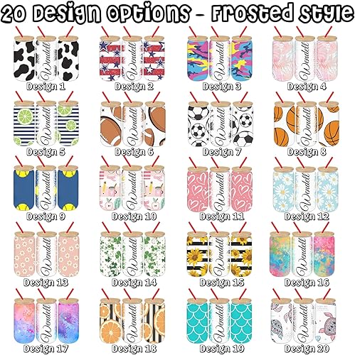 Miniatura 2 de Taza de vidrio personalizada con tapa de bambú y pajita, tazas de café helado esmerilado de 16 onzas con nombre, vaso de café personalizado para