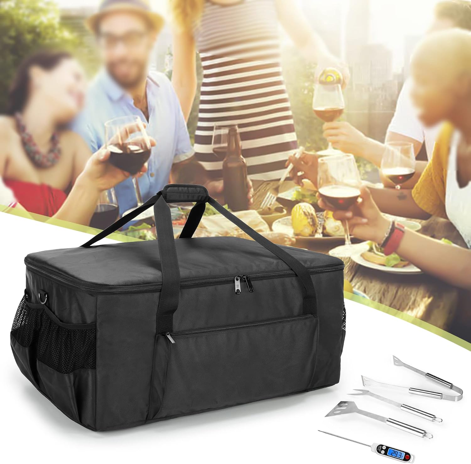 SAMDEW Outdoor Grill Cover Compatible with Weber Q1000 Q1200 Propane Gas Grill, Portable Grill Carry Bag Compatible with Weber Q1400 Electric Grill, for Camping & Barbecue, Bag Only (Patented Design)