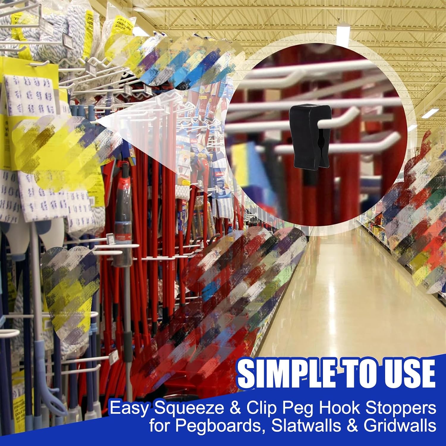 Foilswirl 400 Pack Peg Hook Stoppers Inventory Control Clips Fits 0.15" to 0.25" Diameter Plastic or Metal Hooks, Pegboard Locks Accessories for Retail Peg Boards Product Display Control (Black)
