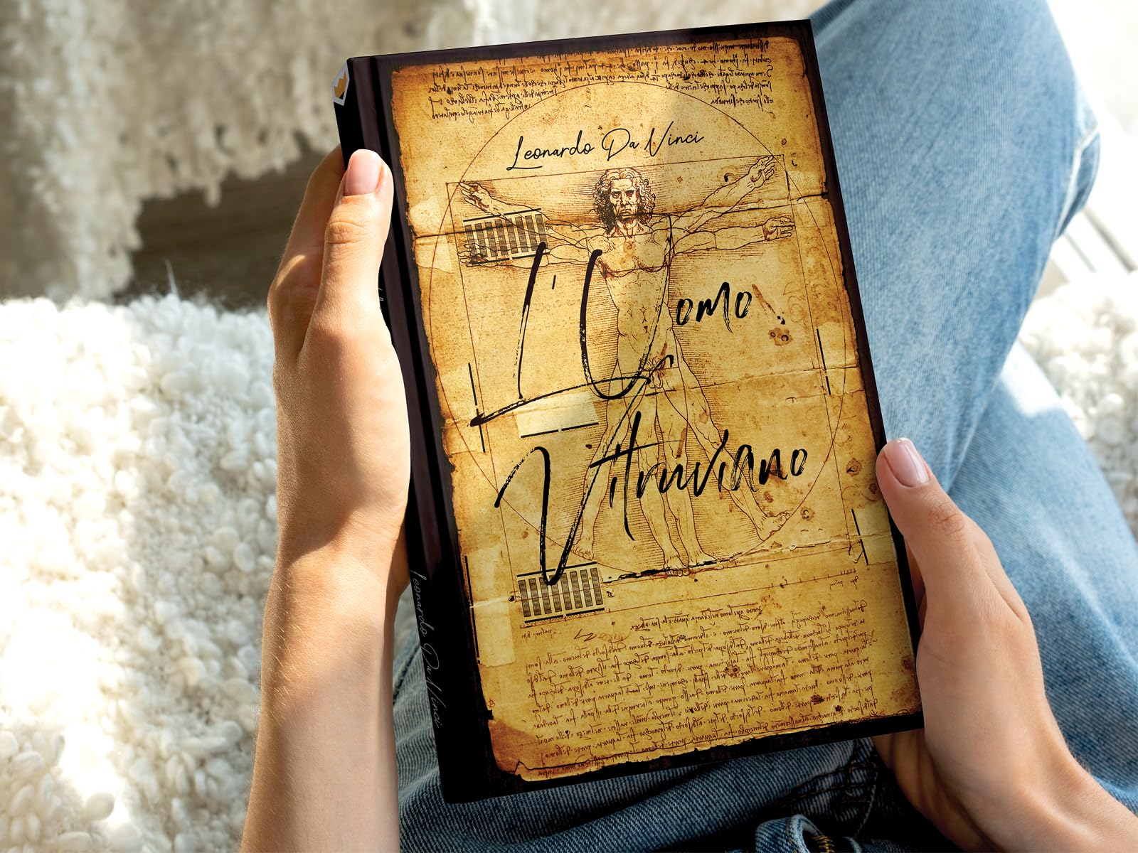 Vitruvius Da Vinci Tasarımlı Çizgili Not Defteri – 13x21 Cm Sert Kapak 192 Sayfa
