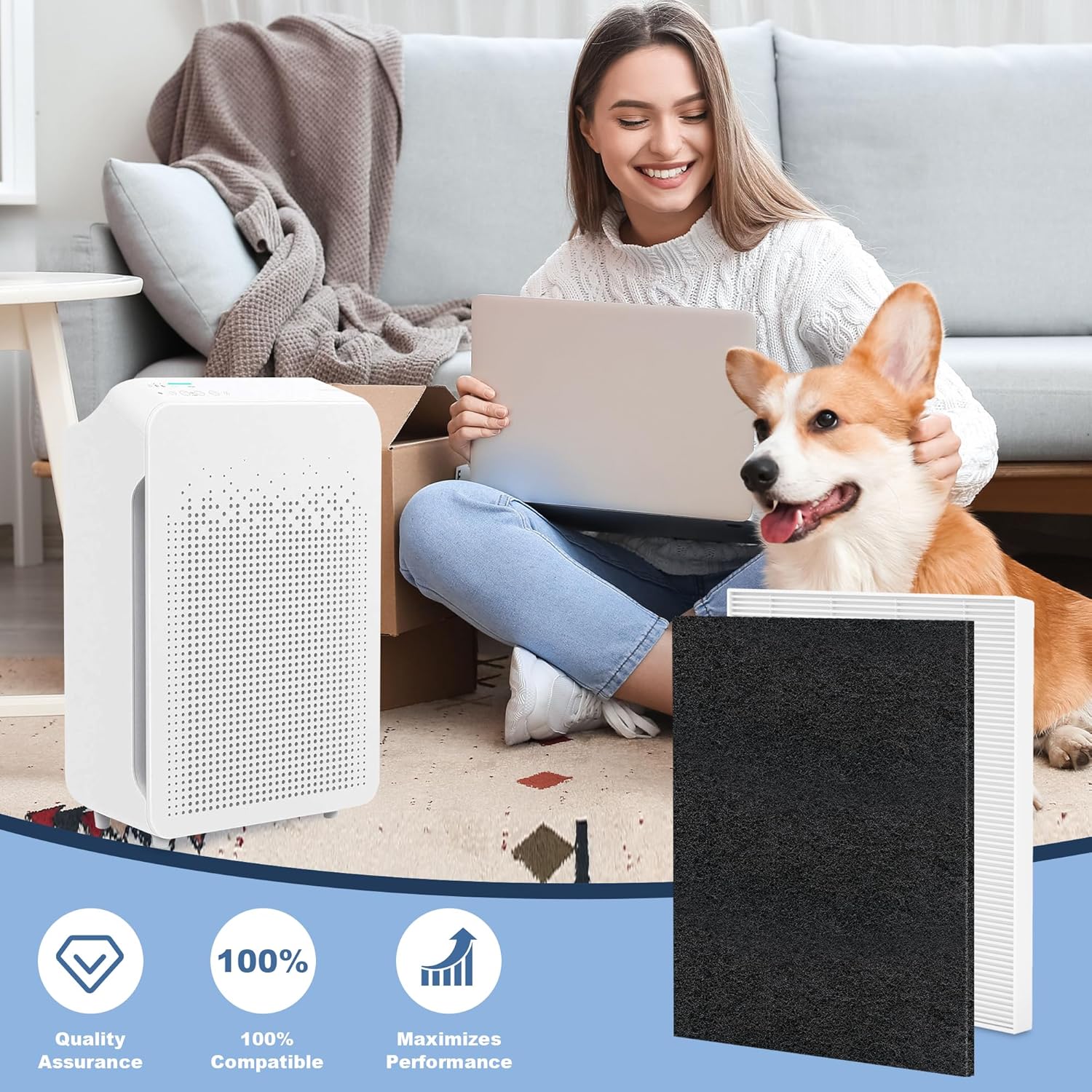 8 Pack C545 Replacement HEPA Filter S Compatible with Winix C545 Air Purifier, Replaces Part 1712-0096-00 and 2522-0058-00, Only