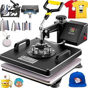 VEVOR Heat Press 8 in 1 Heat Press for Textile Heat Press Textile Press with Plate Press of 38 x 38 cm Textile Printing Press