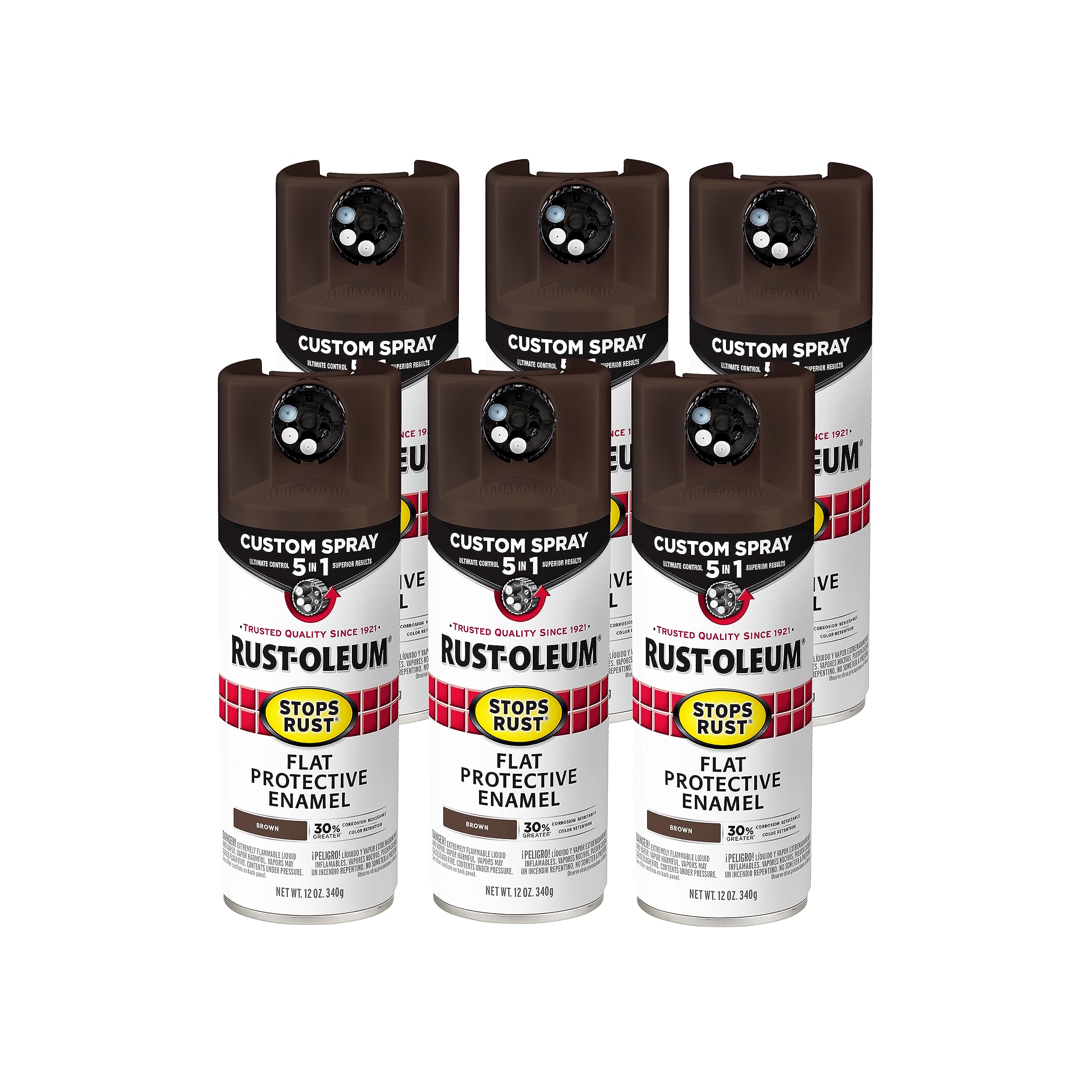 Rust-Oleum Stops Rust Custom 5-in-1 Spray Paint, Flat Brown