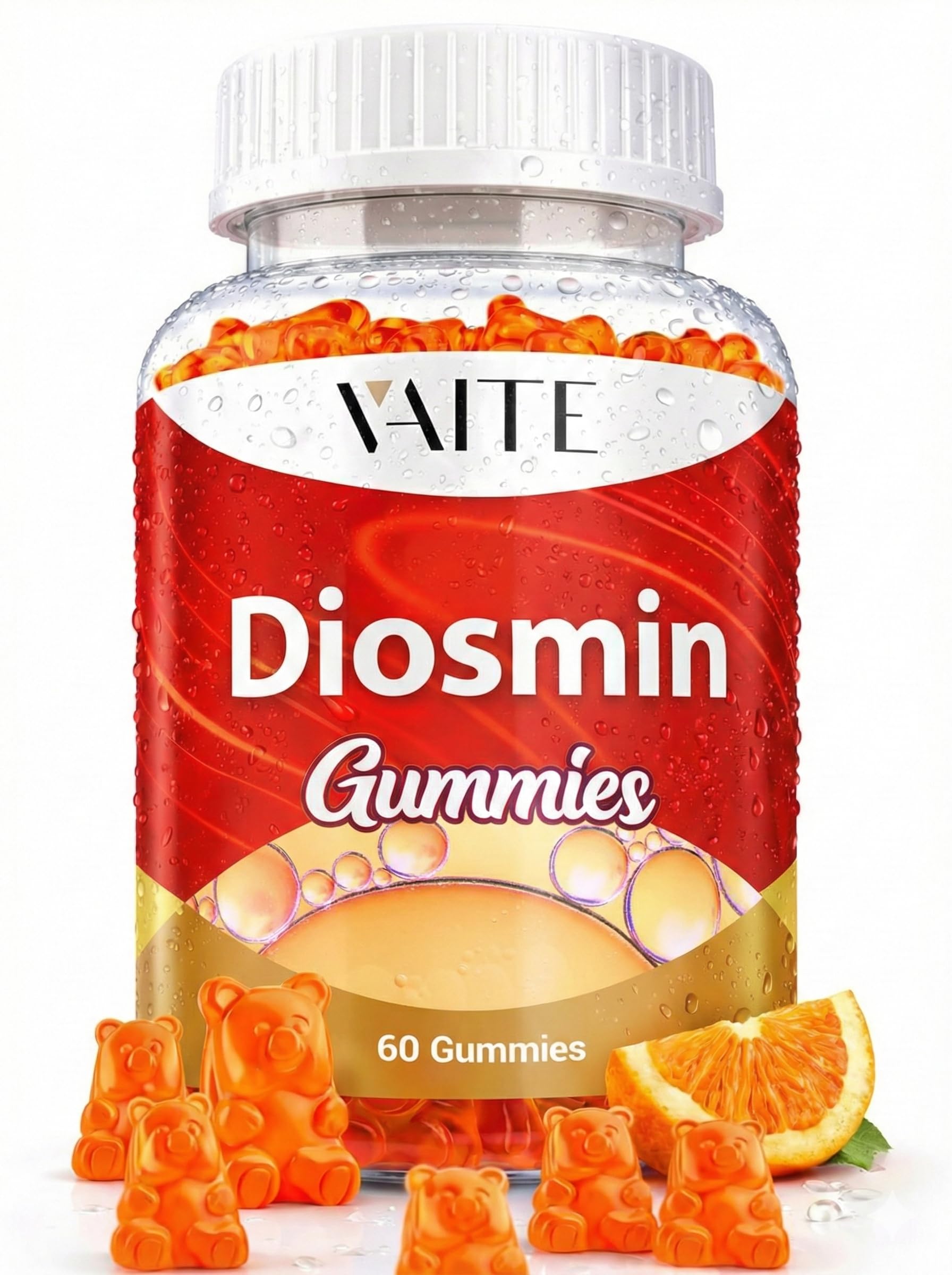 VAITE Diosmin 1000mg - Vein Support Supplements for Varicose Veins - Leg Health Supplement Formula Venous Optimizer, Citrus Bioflavonoids, Helps to Circulation for Legs, Chews Gummy, 60 Vegan Gummies