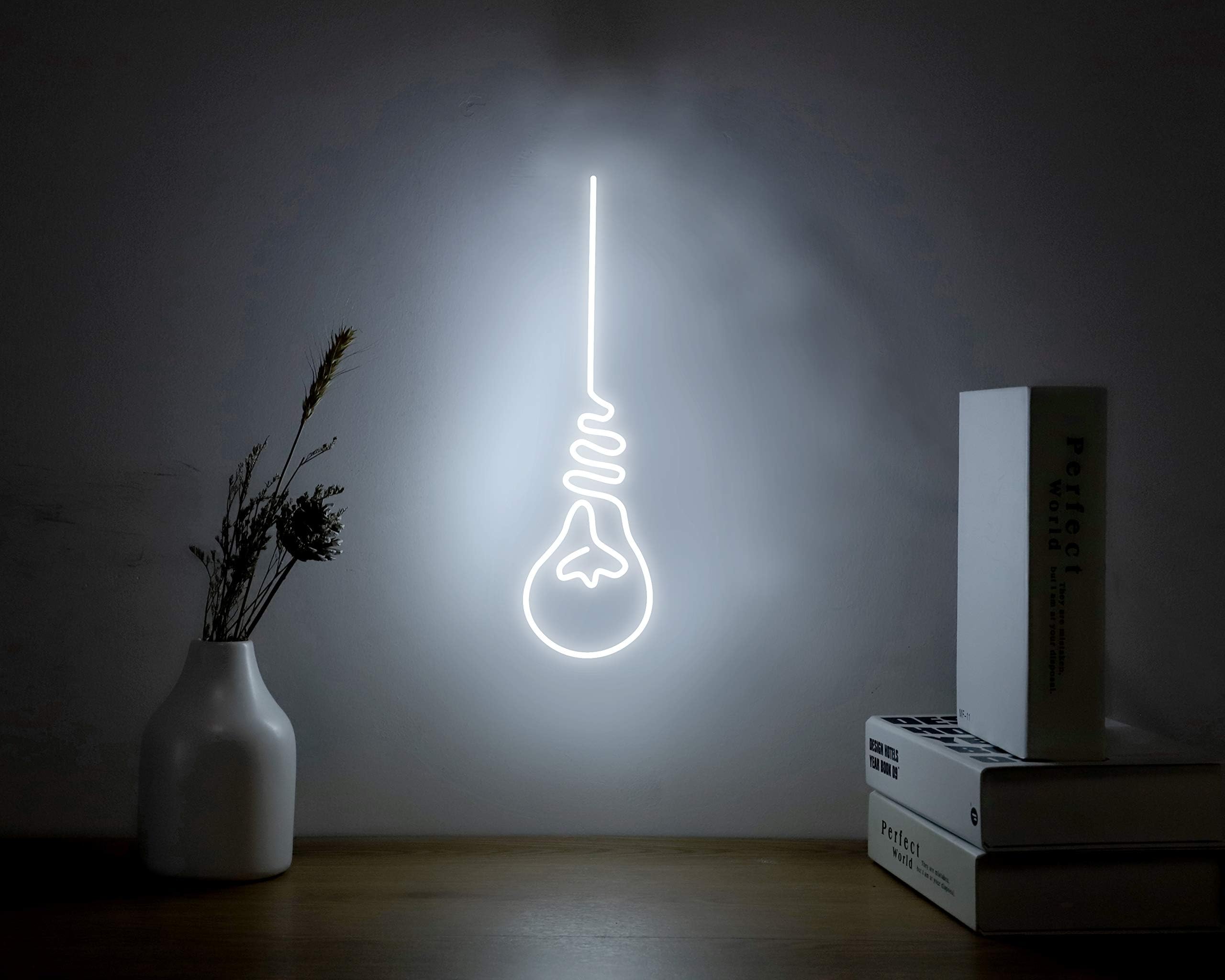 Neon Signs for Wall Bedroom, White Neon Light Sign Bulb, Neon Girls Sign Real Neon Sign for Wall Room Light Up Light