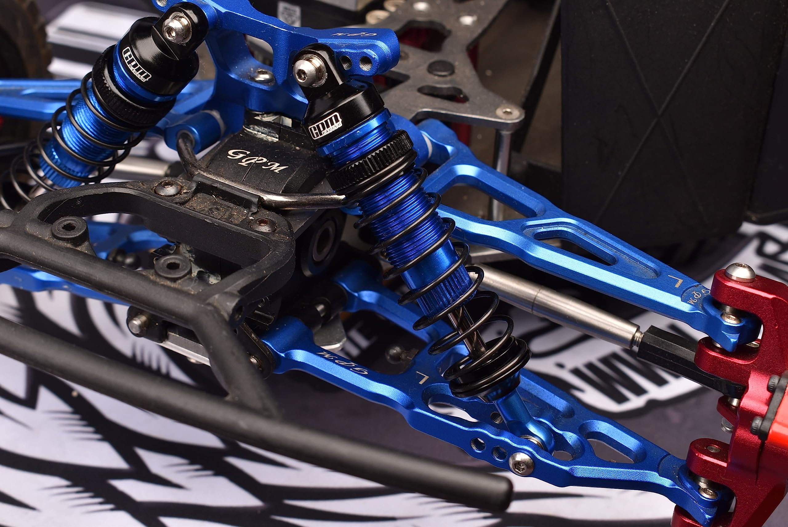 GPM Upgrades Aluminum 6061-T6 Front Adjustable Spring Dampers for 1/10 Rock Rey LOS03009T1/T2 RC Car (Orange)