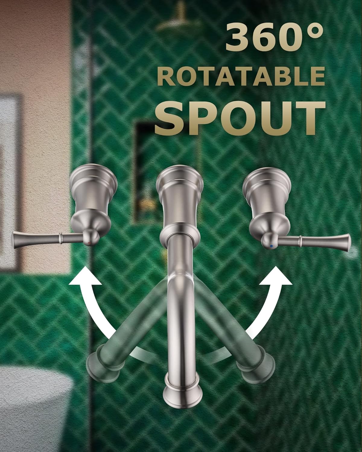 Roman Bathtub Faucet Wall Mount Widespread Tub Filler with Rough-in Valve 3 Holes 2 Lever Handle Elegant Classic Spout for Bathroom, Brushed Niickel